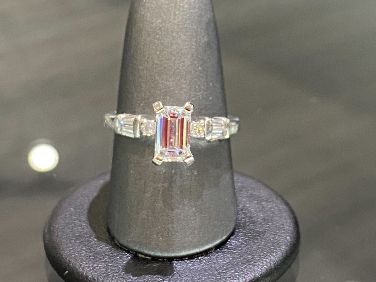 Diamond Engagement Ring Emerald Cut .77ct, engagement ring