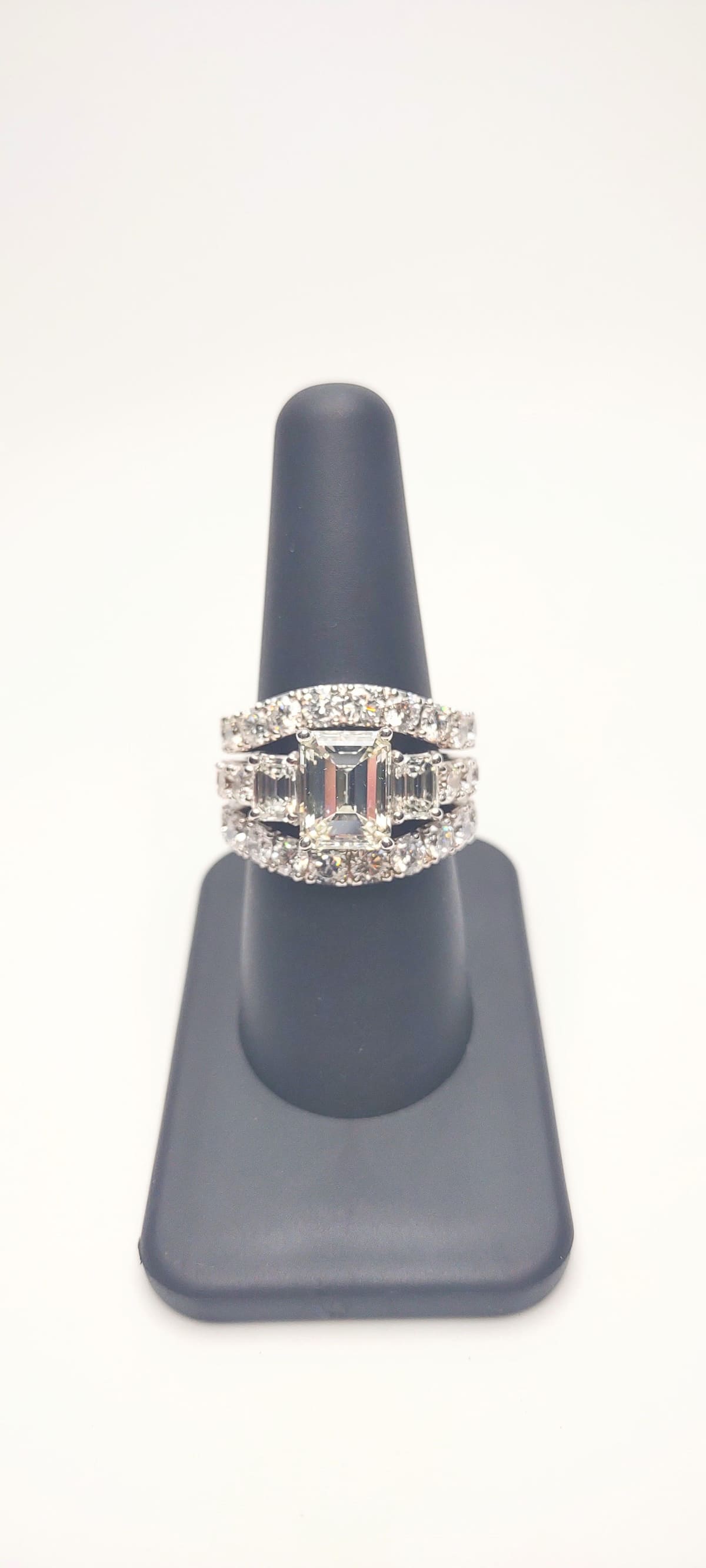 Custom Made 14kt Emerald Cut Diamond Wedding Set, engagement ring
