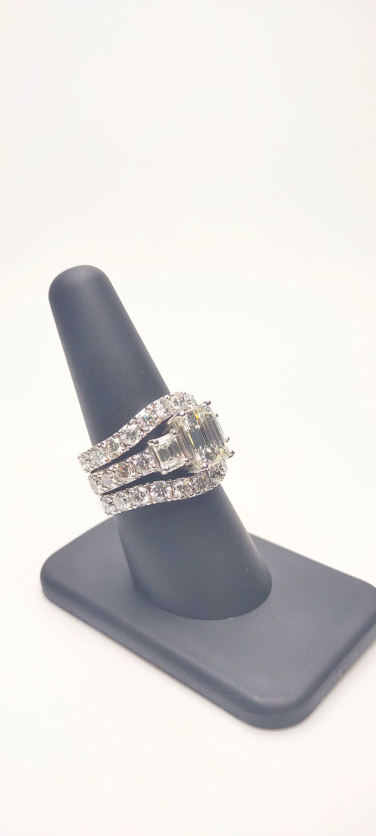 Custom Made 14kt Emerald Cut Diamond Wedding Set, engagement ring, second view