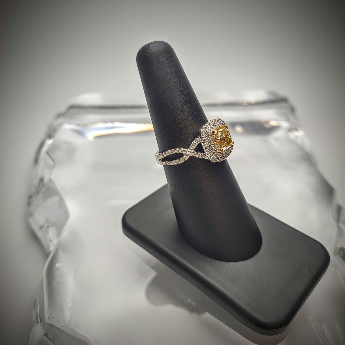 Custom Fancy Yellow Diamond Engagement Ring, engagement ring, second view