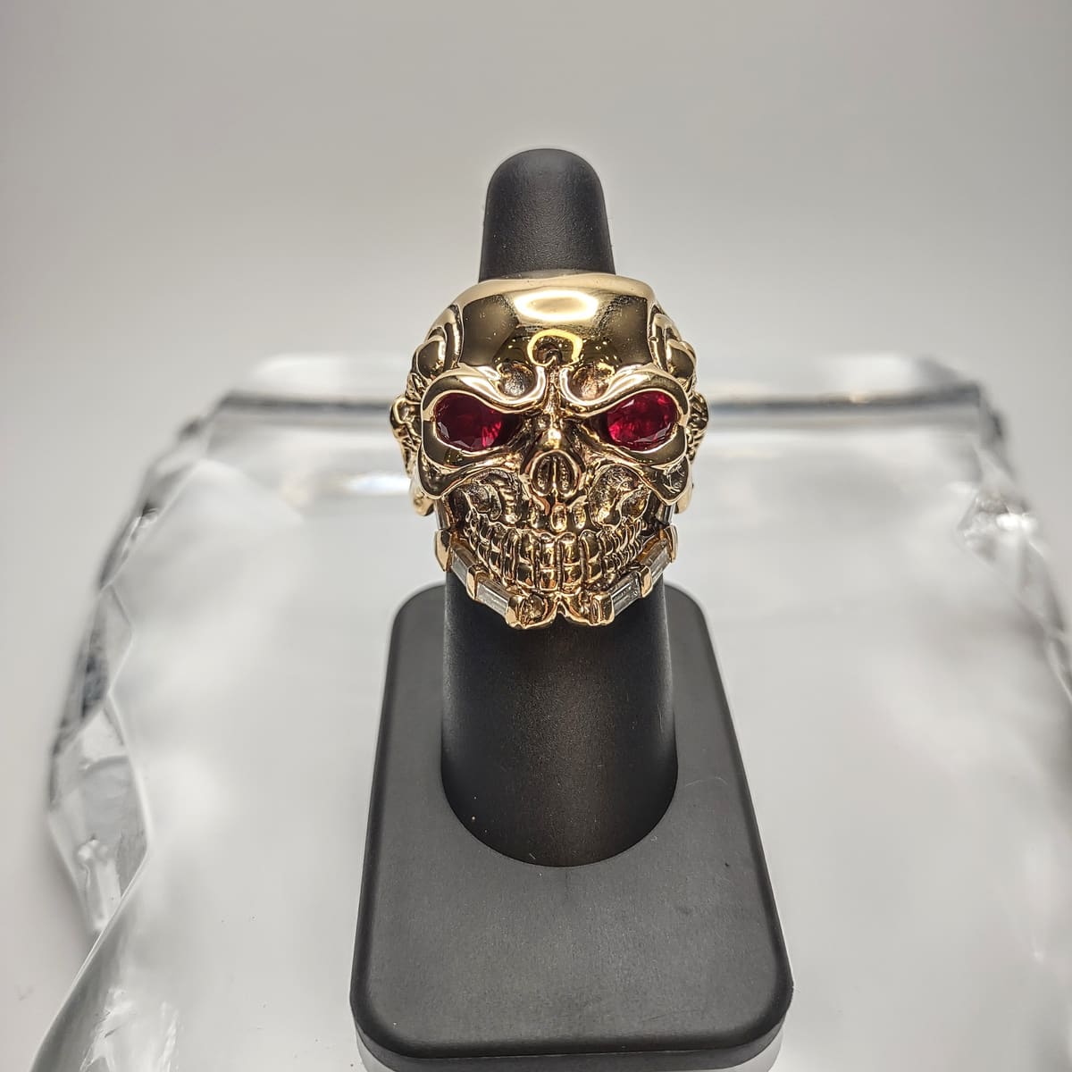 Custom Diamond and Ruby Skull Ring