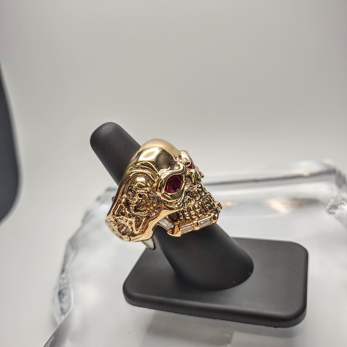 Custom Diamond and Ruby Skull Ring, second view