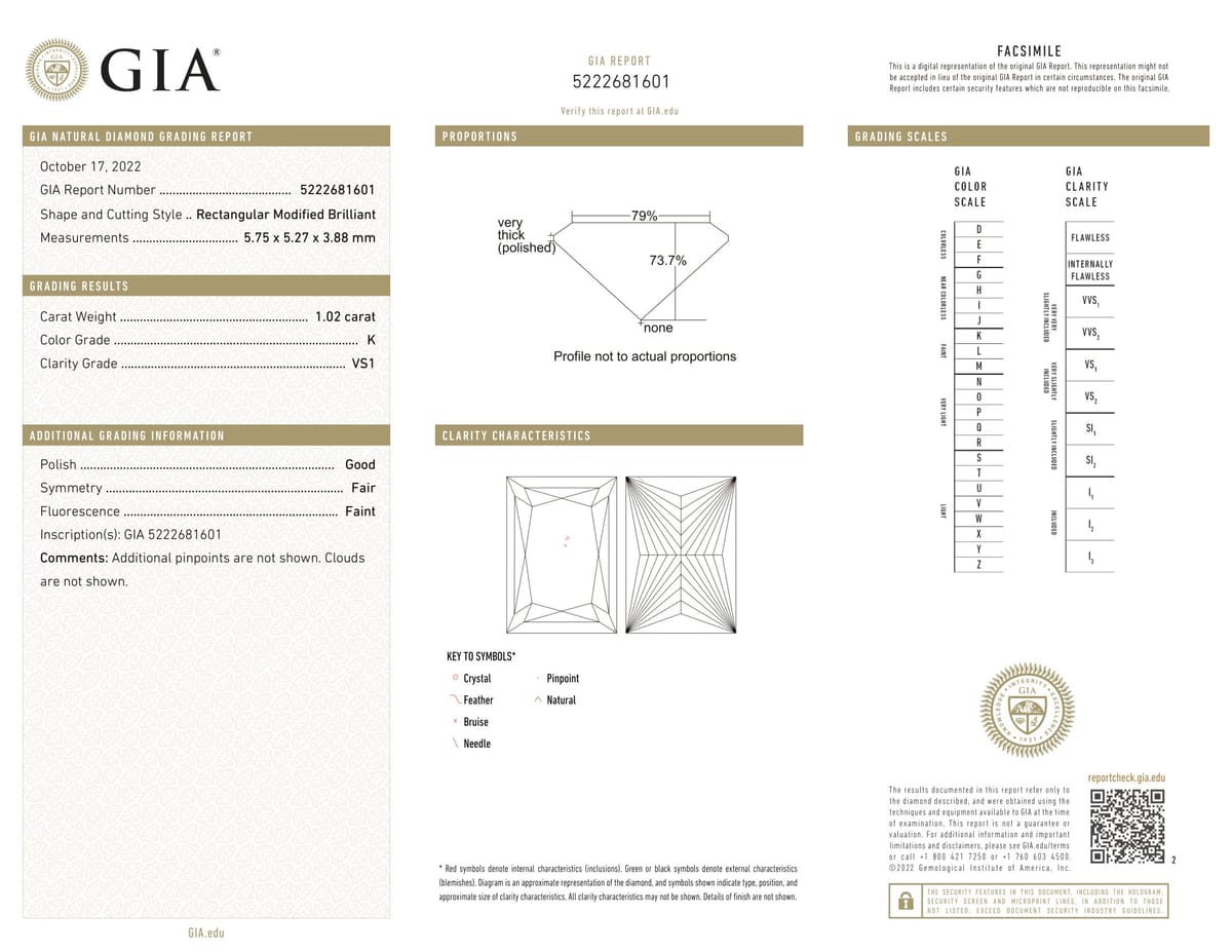 1.02ct Radiant VS1-K, 1.02 carat loose diamond