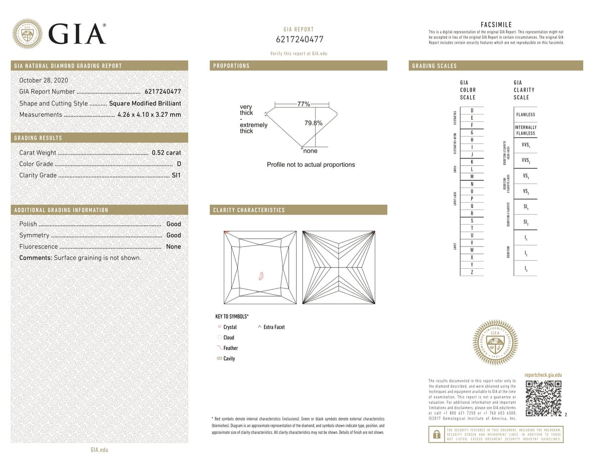 0.52ct Princess SI1-D, 0.52 carat loose diamond